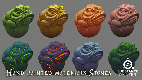 8 Hand painted materials Stones