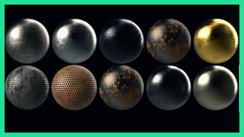 10 Metal Metallic Steel Seamless PBR Texture Pack Material Bundle