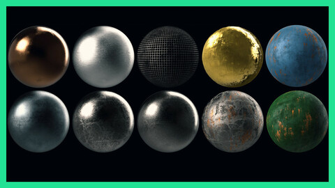 10 Metal Metallic Steel Seamless PBR Texture Pack Material Bundle