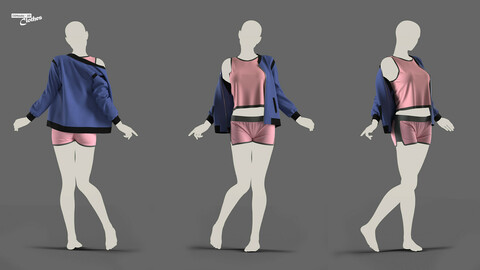 Female Short and Sweater - 57 Marvelous Designer and Clo3D