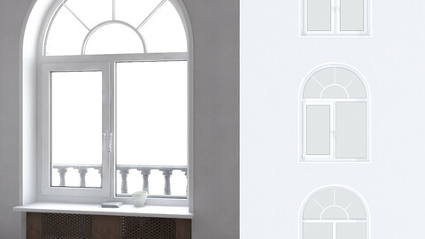 A set of arched plastic Windows