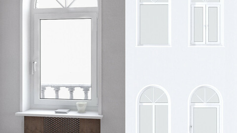 A set of arched plastic Windows