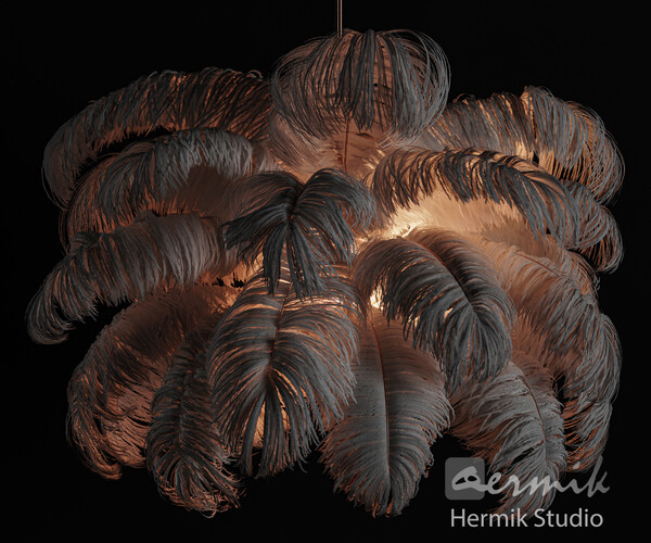 Natural Ostrich Feather Modern Chandelier