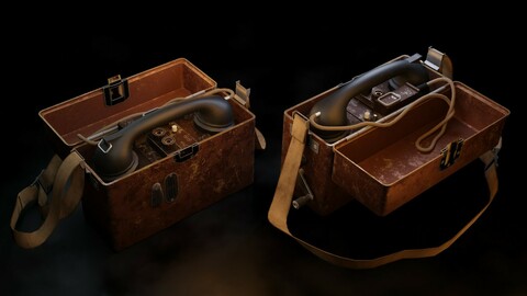 WW2 Military Telephone Low-poly