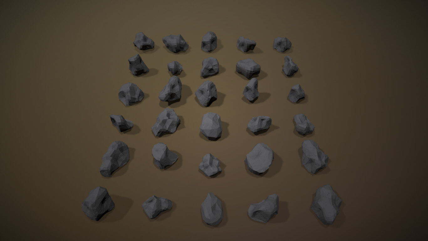 ArtStation - 30 Low-Poly Rocks Package | Game Assets