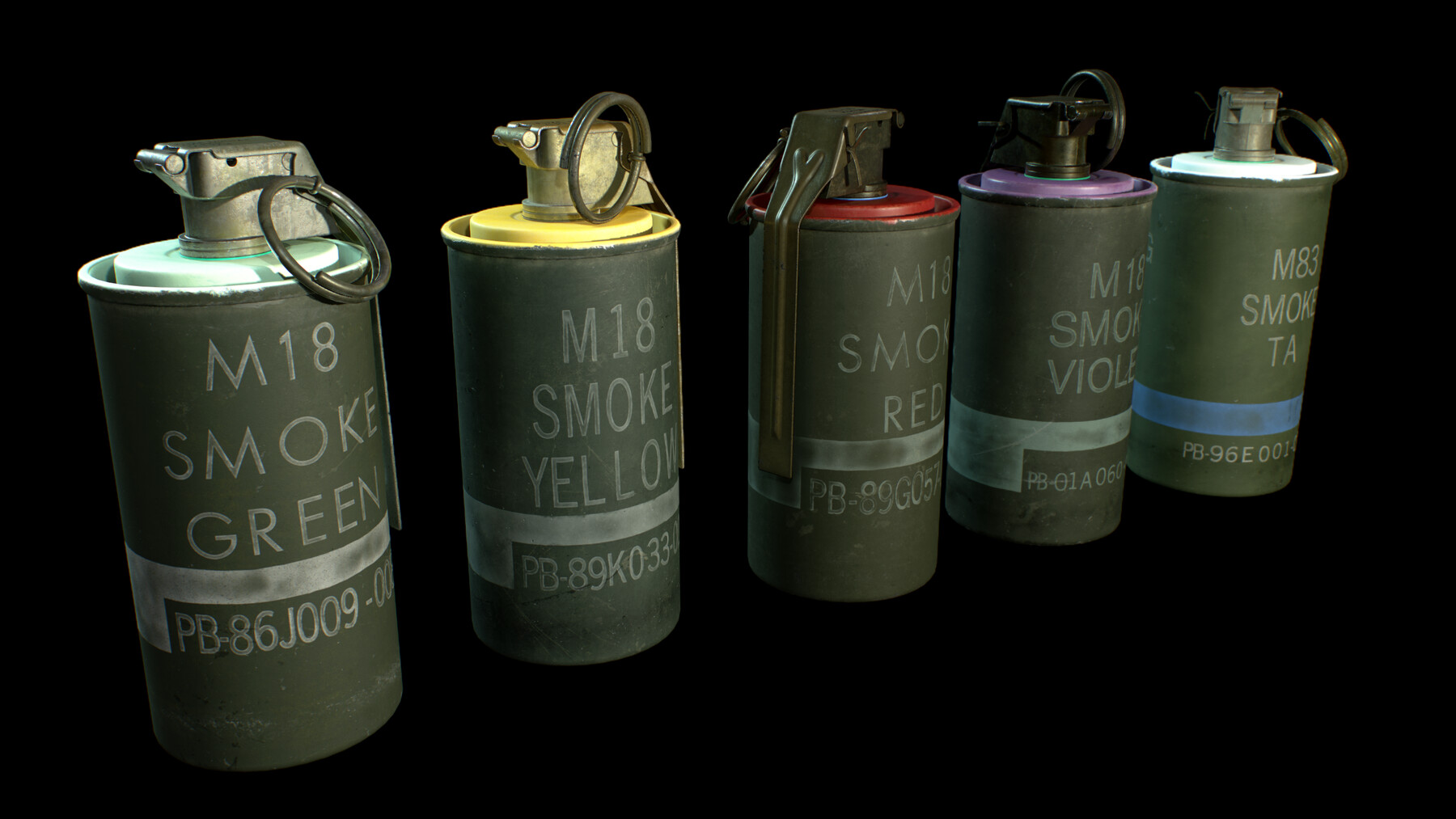 ArtStation M18 and M83 Smoke Grenades Game Assets