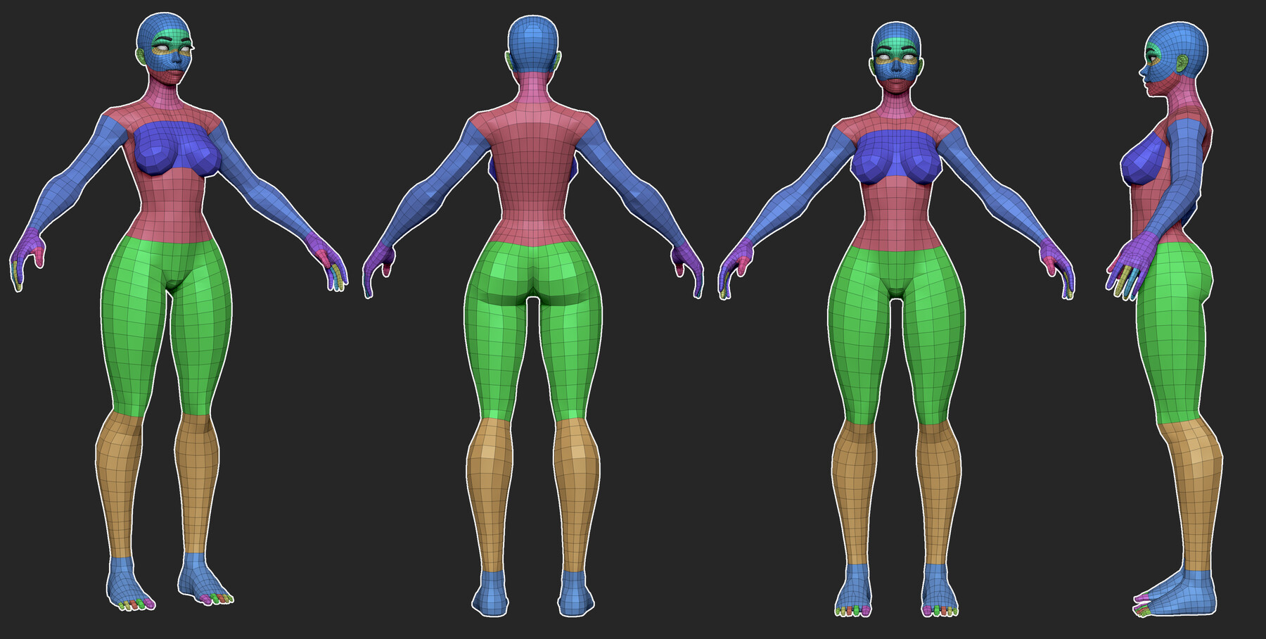 Polygroups in Zbrush for easy... 