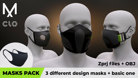 Masks pack: 3 different design masks + basic one