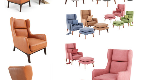 Ryder Leather And Velvet Chair (Corona, Vray)