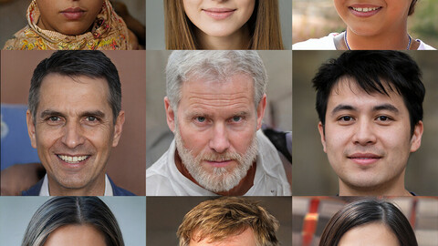 Portraits photo of people 1000 (part1). Faces human: Asian, Black, European, Caucasian, Indian