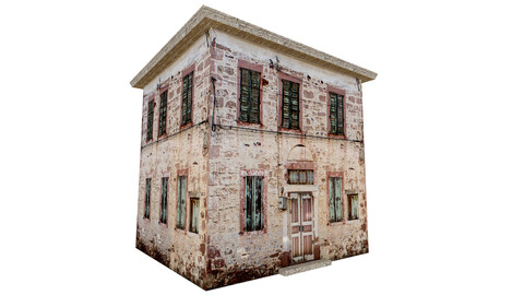 3D old low poly building model
