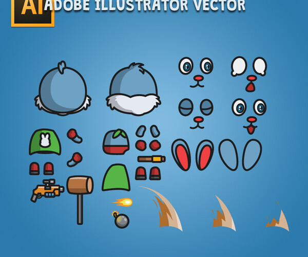 ArtStation - Super Bunny 2D Character Sprite | Game Assets