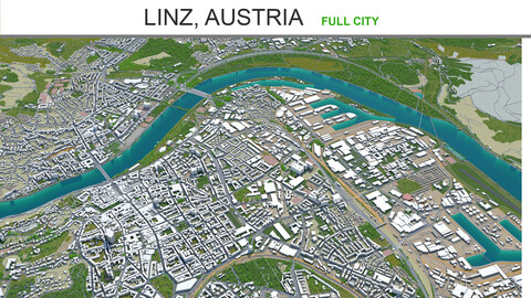 Linz city Austria 3d model 40km