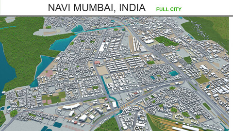 Navi Mumbai city  India 3d model 50km