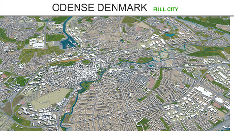 Odense city Denmark 3d model 60km