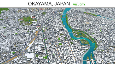Okayama city  Japan 3d model 100km