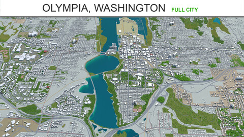 Olympia city Washington 3d model 40km