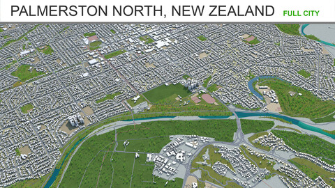 Palmerston North city New Zealand 3d model 40km