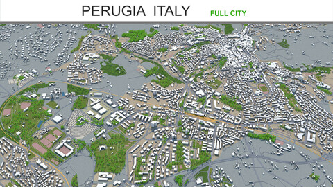 Perugia city Italy 3d model 30km