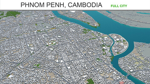 Phnom Penh city Cambodia 3d model 50km