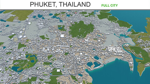 Phuket city Thailand 3d model 60km