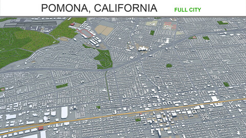 Pomona city California 3d model 30km