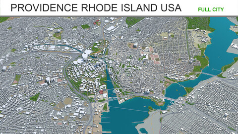 Providence and Pawtucket Rhode city Island USA 3d model 30km