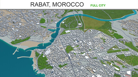 Rabat city Morocco 3d model 30km