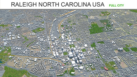 Raleigh city North Carolina USA 3d model 60km