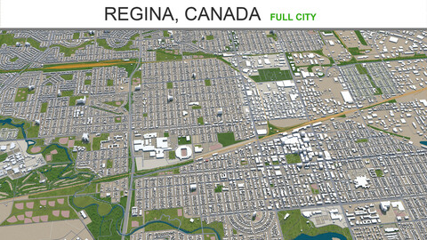 Regina city Canada 3d model 30km