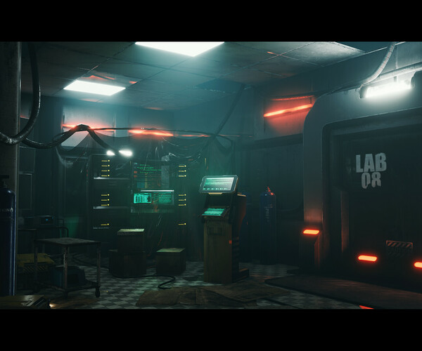 ArtStation - CyberPunk Laboratory / Research Center Interior Kitbash ...