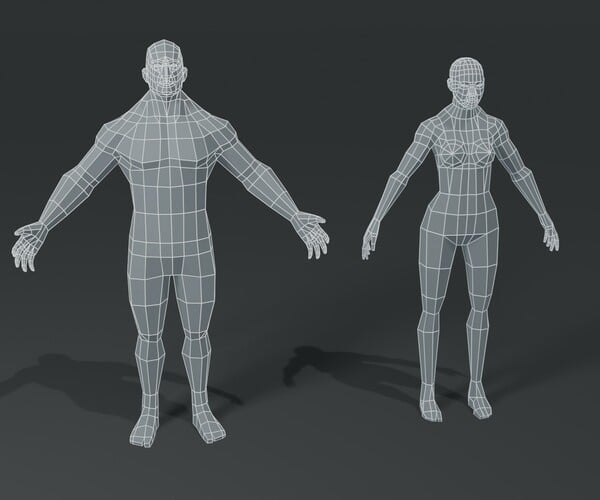 ArtStation - Muscular Human Body Base Mesh 3D Model Pack 1000 Polygons ...