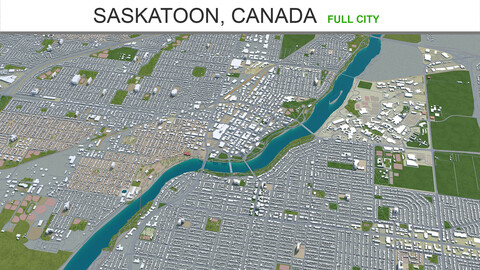 Saskatoon city Canada 3d model 50km