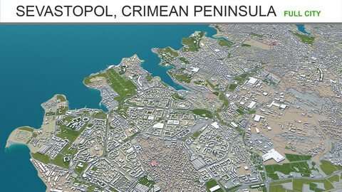 Sevastopol city Crimean Peninsula 3d model 100km