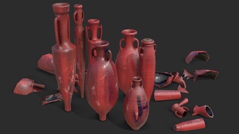 Amphora - Red Oiled Painted Terracotta