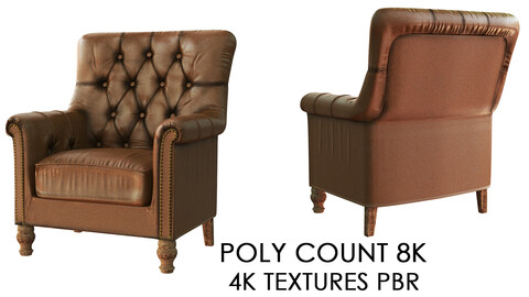 low poly leather armchair