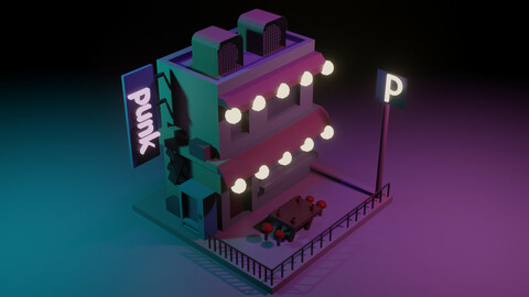 Cyberpunk street shop