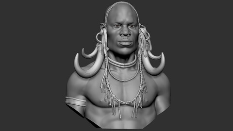 Male african tribe mursi base mesh