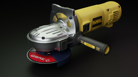 Angular grinding machine Low-poly 3D model