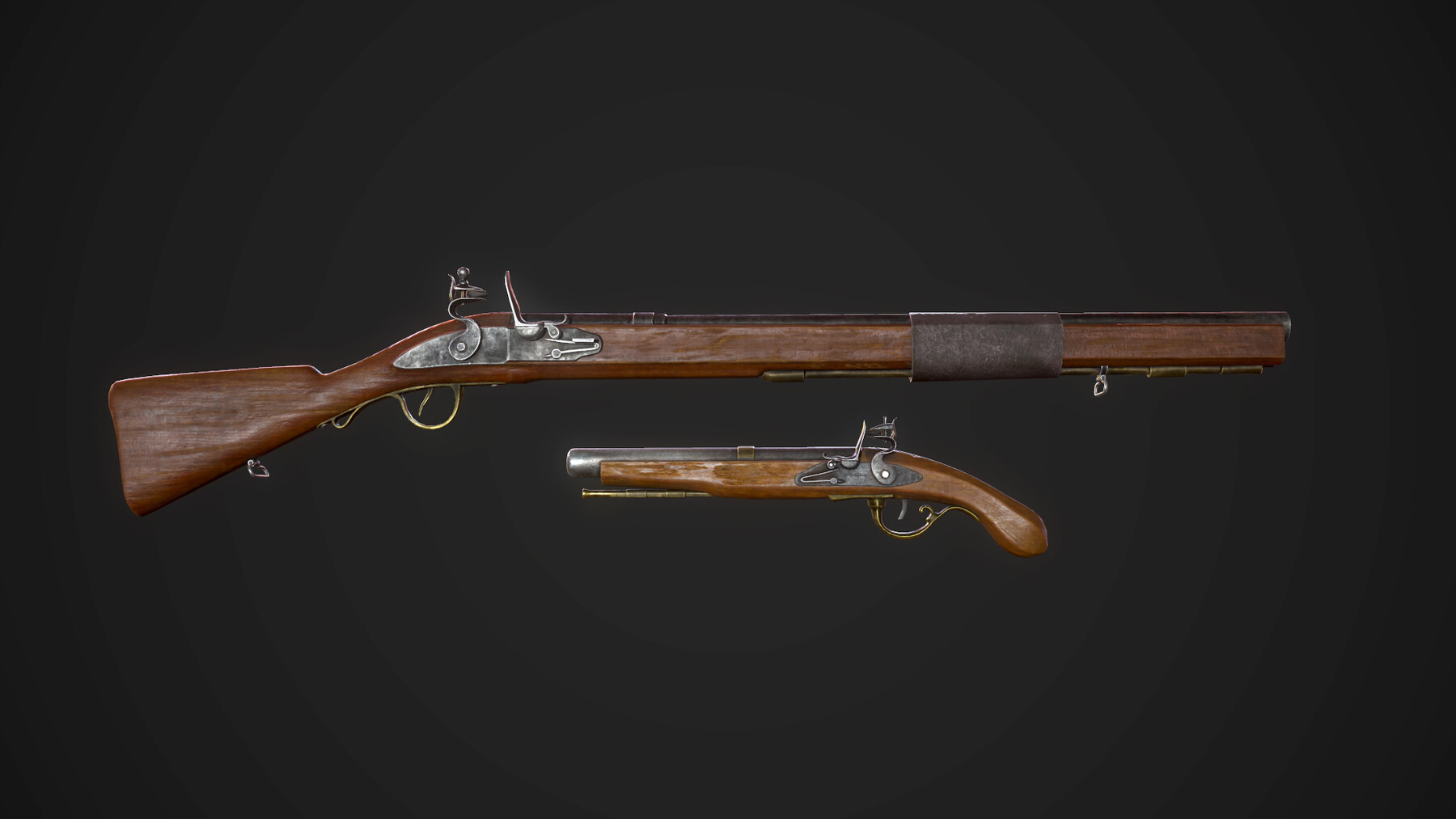 Artstation Flintlock Pistol And Rifle Game Ready Game Assets