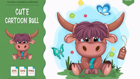 Cute cartoon bull