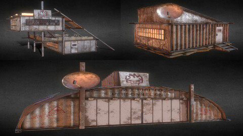 Game Ready Post-apocalyptic buildings (3 buildings).