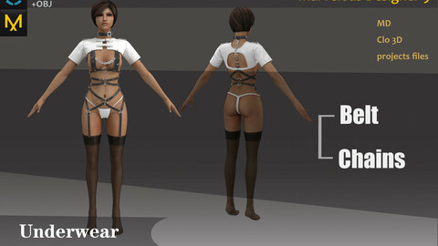 Woman's Sexy Outfit_Underwear_Clo3d, Marvelous designer.