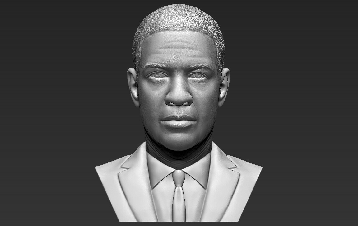 ArtStation - Denzel Washington bust ready for full color 3D printing ...