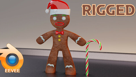 Lowpoly Gingerbread Man Rigged