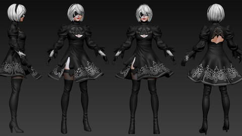 2B Fan Art - Basemesh