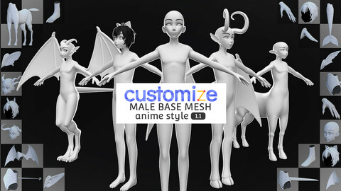 Customize Male Base Mesh-Anime Style