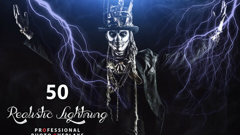 50 Halloween Realistic Lightning Overlays