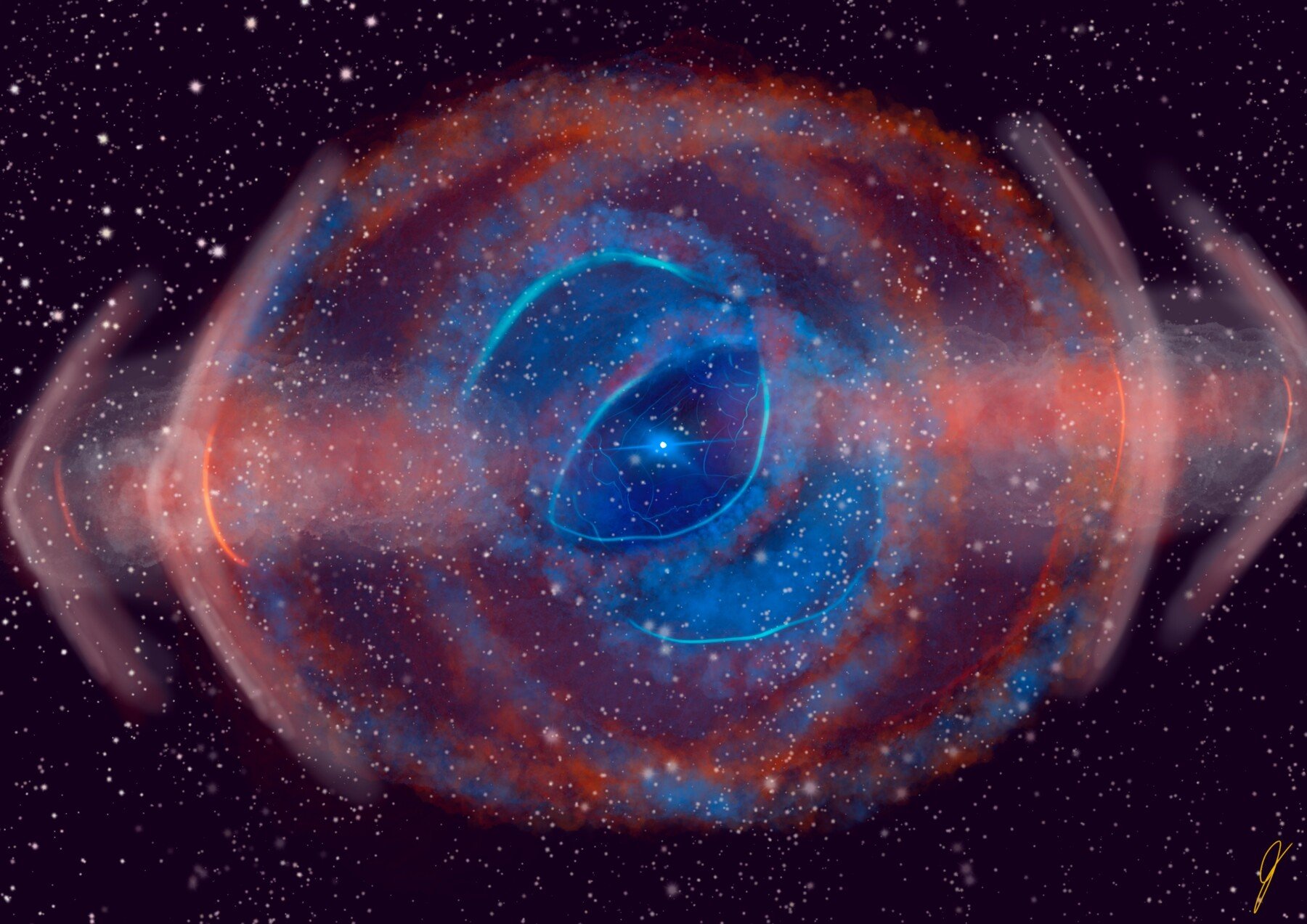 Eye nebula around star that went nova