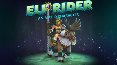 Elf rider female animated character